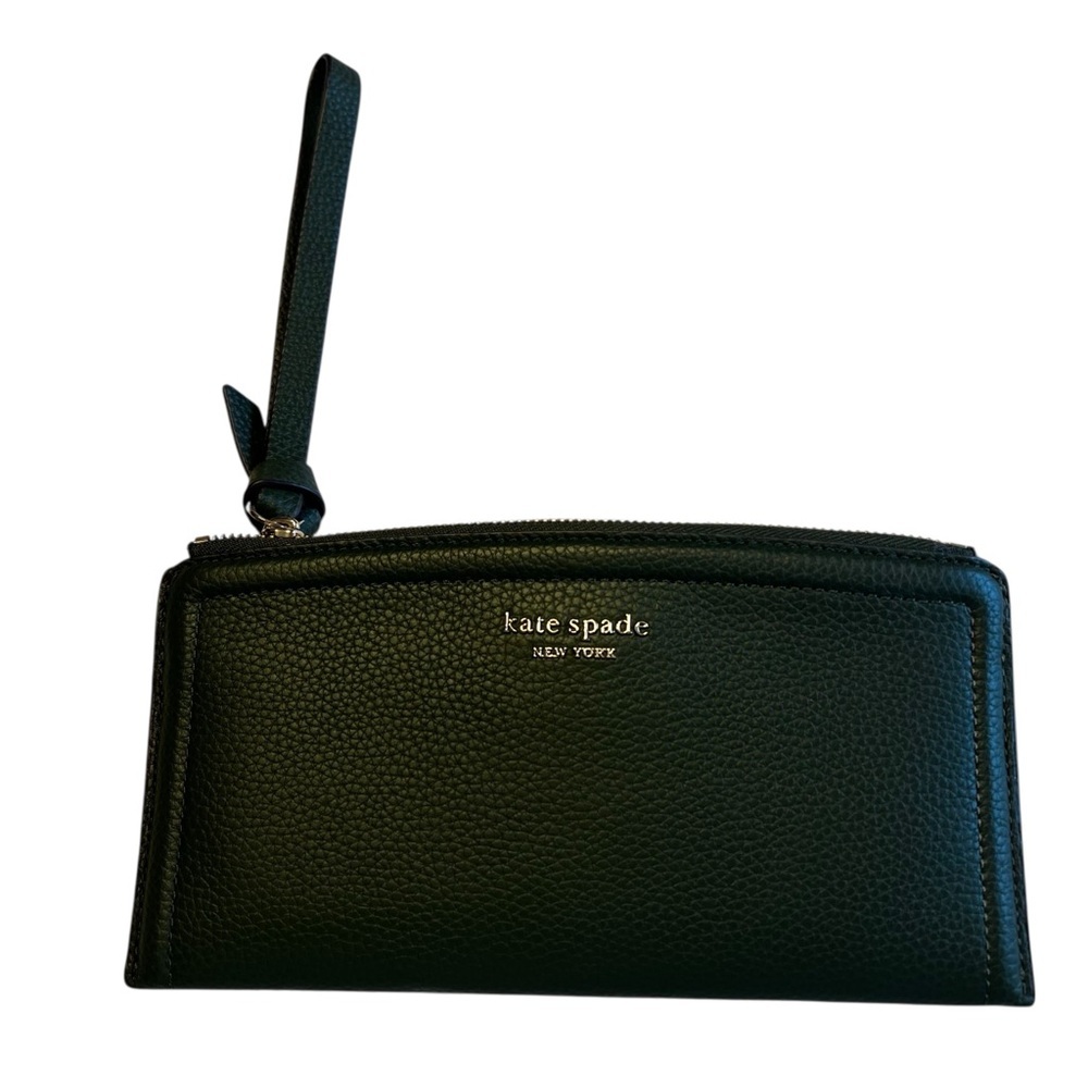 Kate Spade New York Medium Wristlet Army Green Color Gold Tone Hardware